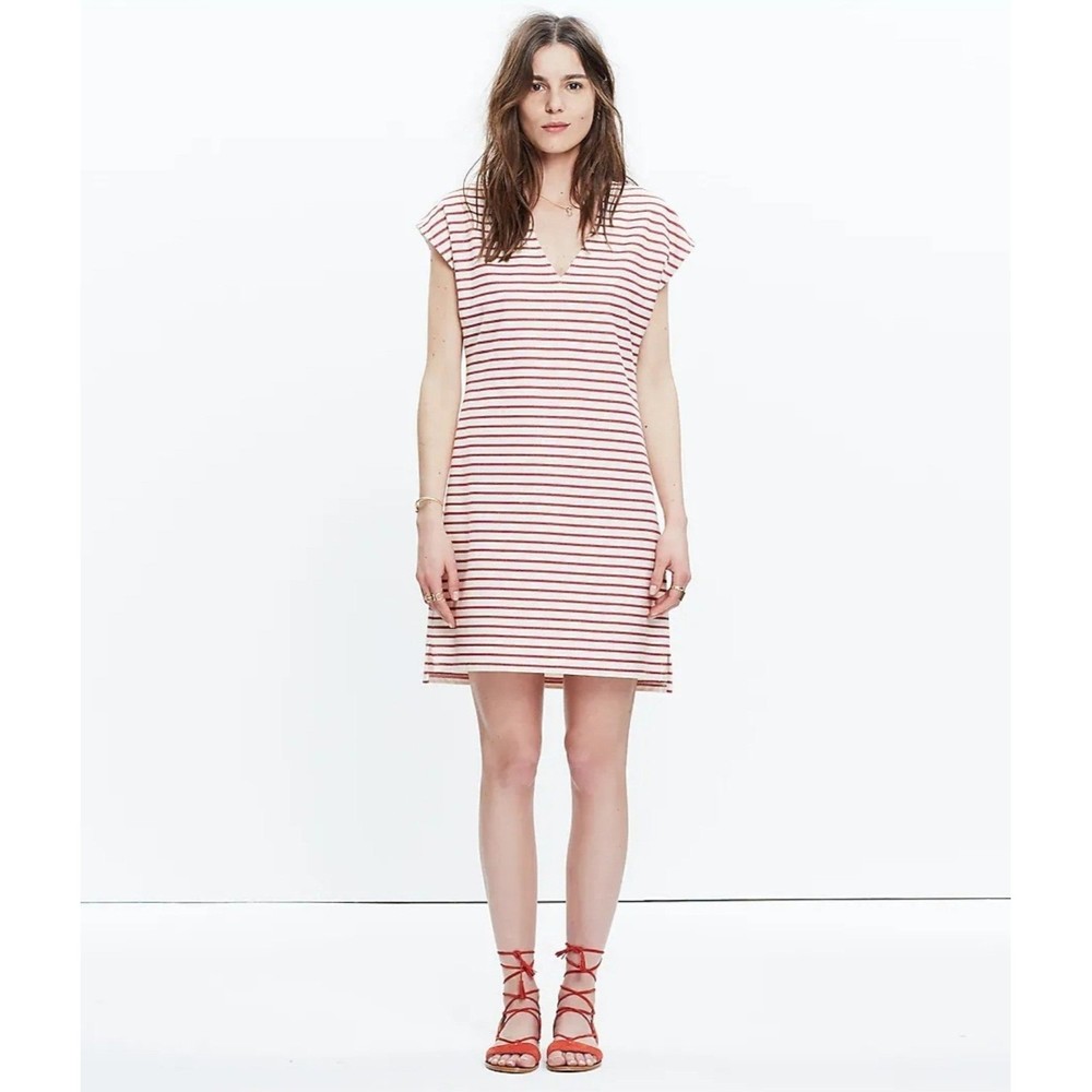 Madewell Red Stripe Vacances Sleeveless Midi Dress Size Small